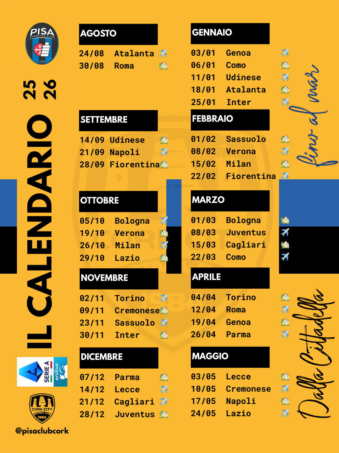 Preview of Pisa season calendar